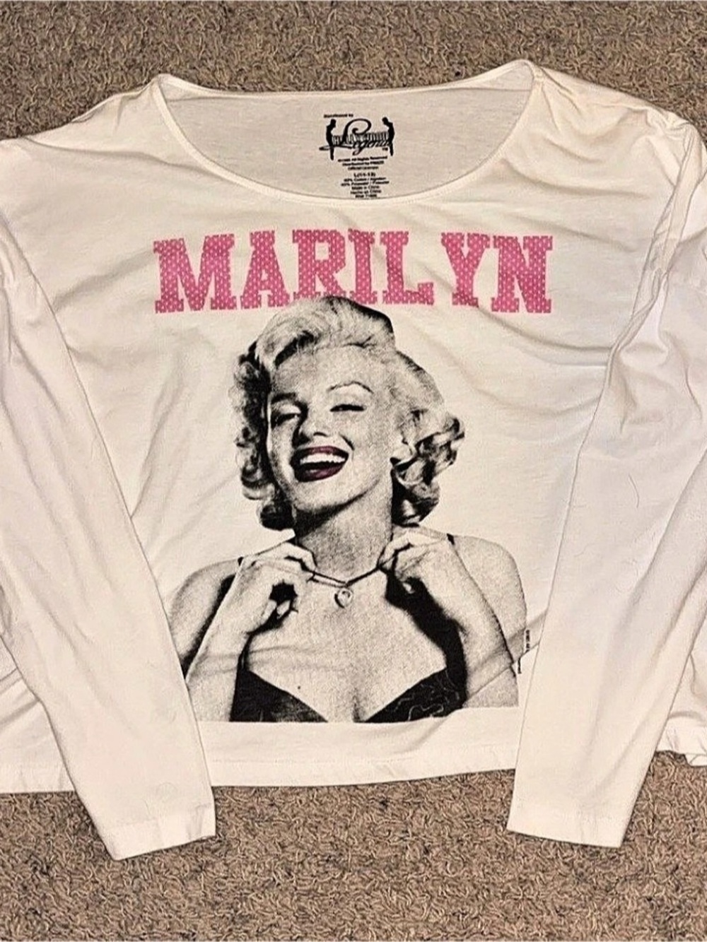 Marilyn Monroe Graphic Long Sleeve White Top